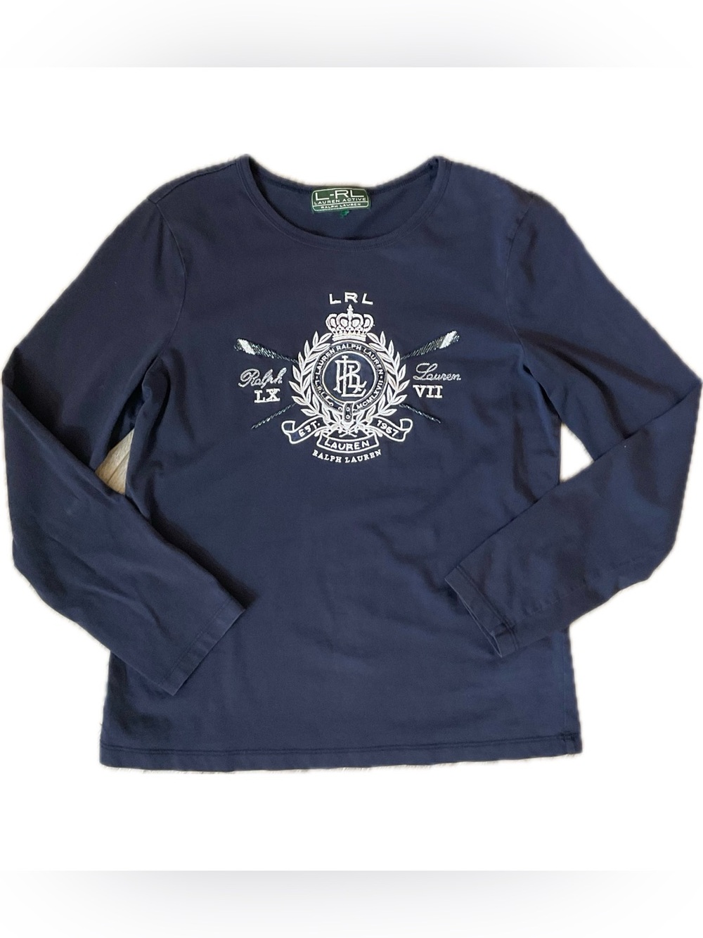 Lauren Ralph Lauren Navy Long Sleeve Crest Tee